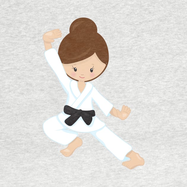 Karate Girl, Cute Girl, Black Belt, Brown Hair by Jelena Dunčević